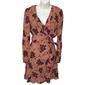 NWT Wrap Dress Small  Pink Floral by Lavender Brown Rayon
